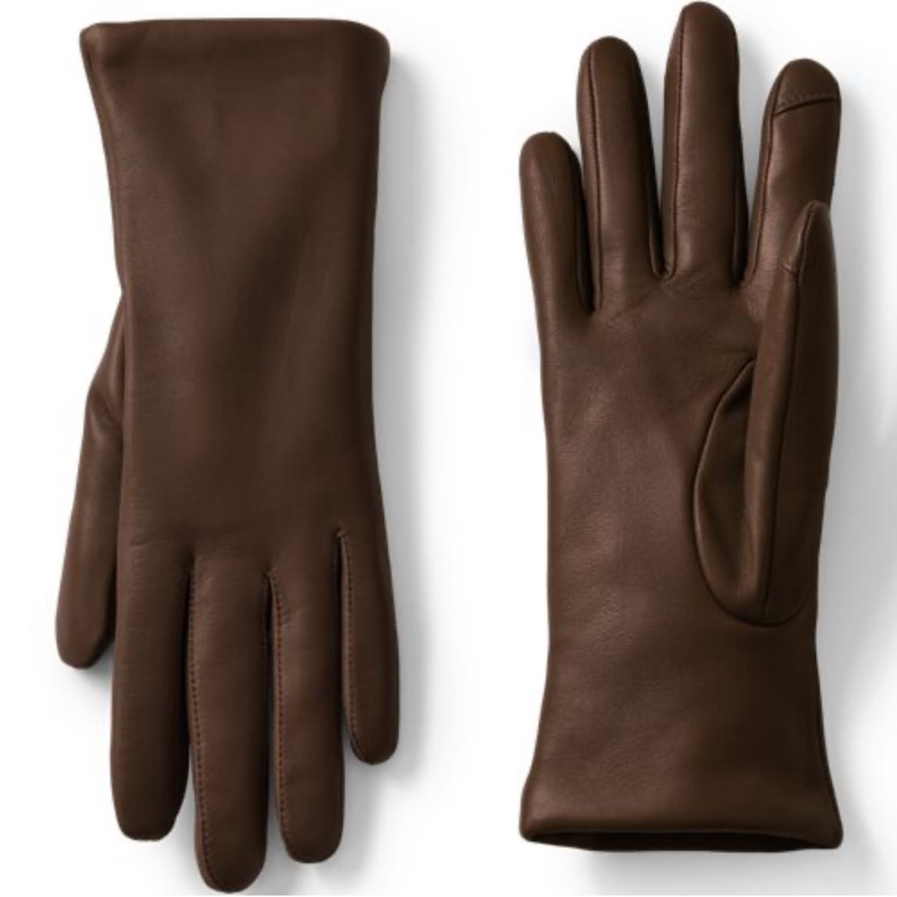 Women's Brown Leather and Cashmere Gloves